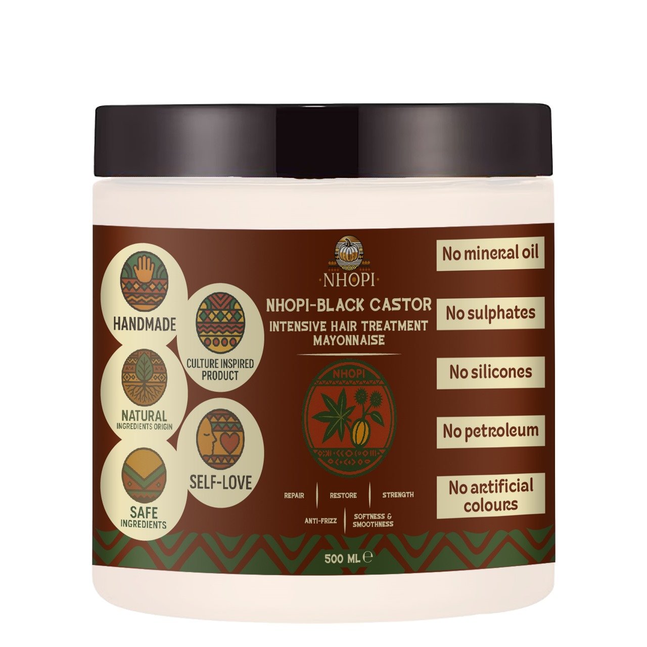 NHOPI-BLACK CASTOR INTENSIVE Hair TREATMENT Mayonnaise